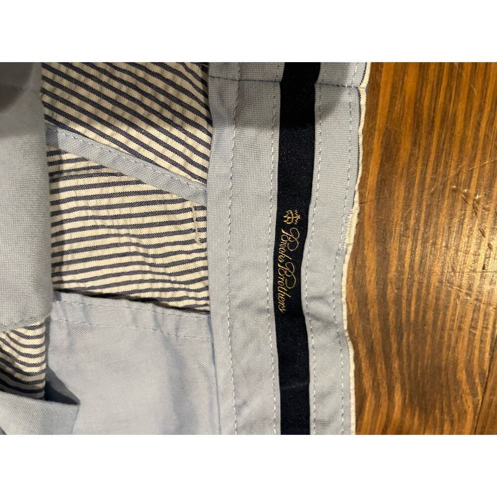 Brooks Brothers Elliot Seersucker Pleated Men's 36x34 Blue White Cuffed Pants - Picture 7 of 14